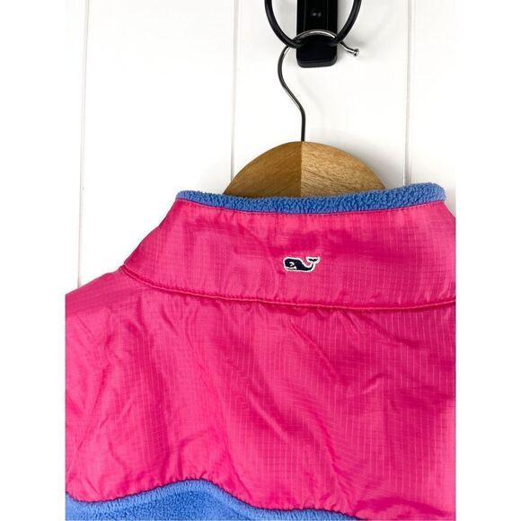 VINEYARD VINES Fleece Jacket 1/4 Zip Cornflower Blue Pink Colorblock M - Picture 10 of 10